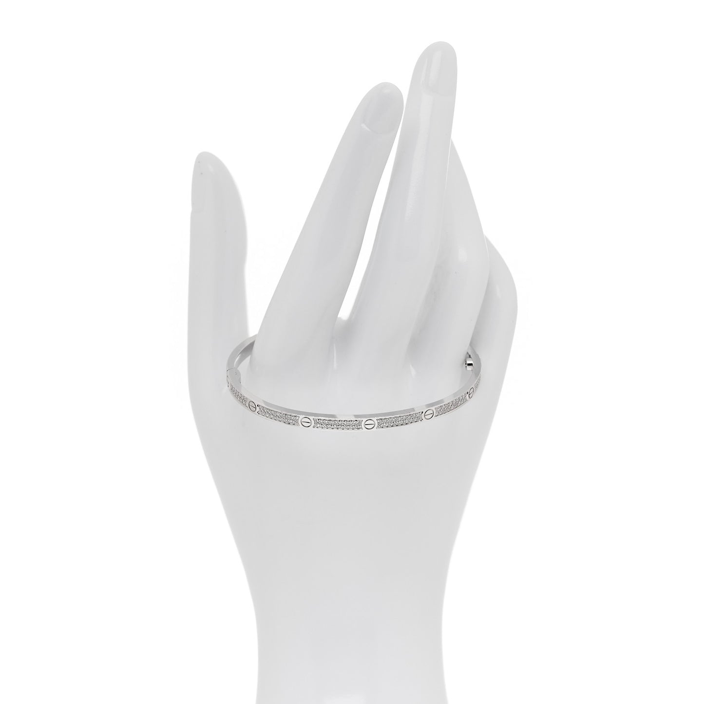 18K White Gold Diamond Small LOVE Paved Bracelet 18