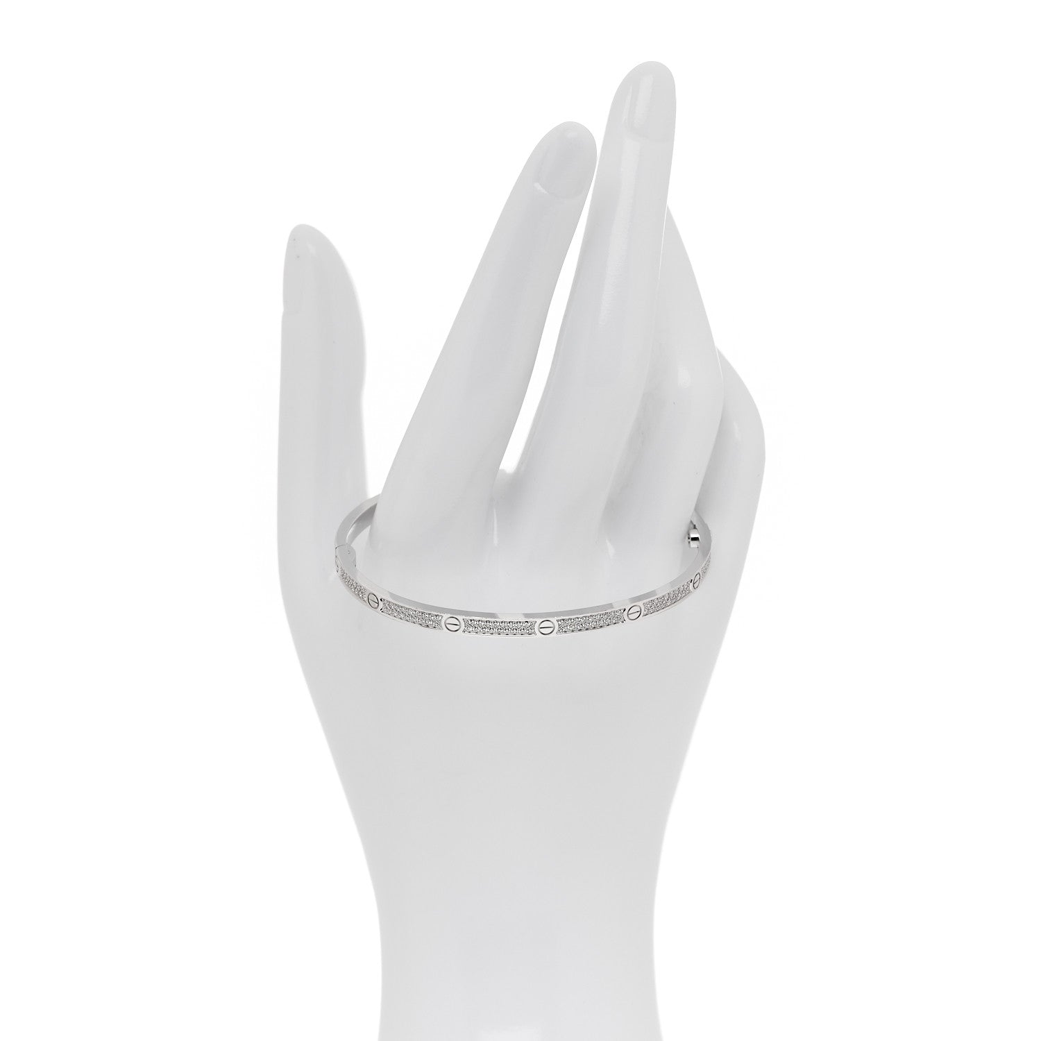 Cartier 18K White Gold Diamond Small LOVE Paved Bracelet 18 2 of 10