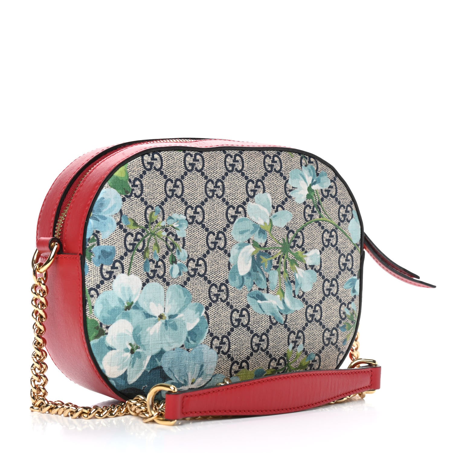 Gucci GG Supreme Monogram Blooms Mini Chain Shoulder Bag Beige Blue Navy Hibiscus Red 3 of 7