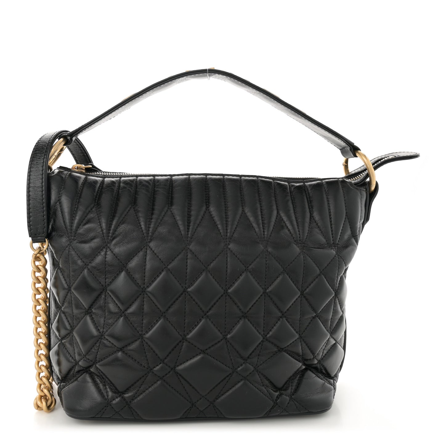 Glazed Calfskin Quilted State Of The Art Hobo Black