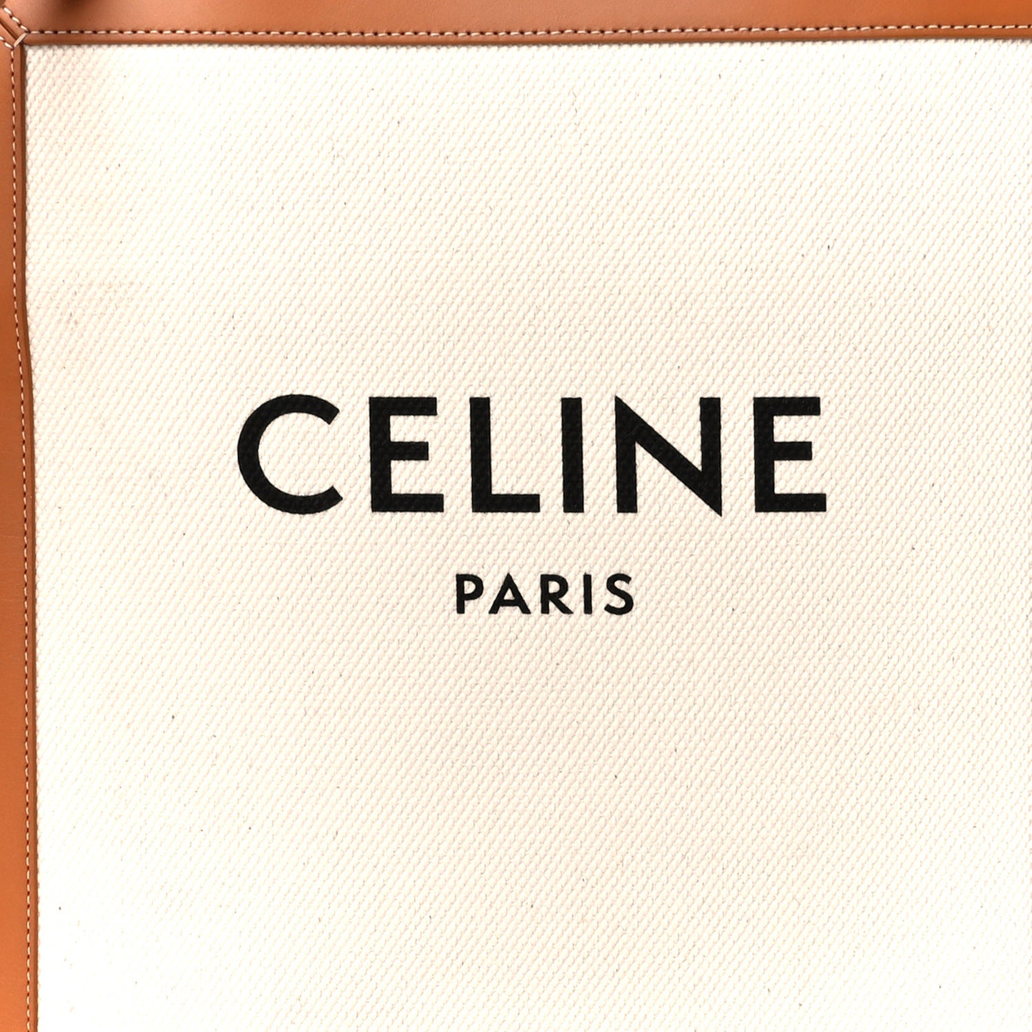 Canvas Calfskin Logo Print Small Vertical Cabas Natural Tan