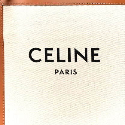 Celine Canvas Calfskin Logo Print Small Vertical Cabas Natural Tan 10 of 15