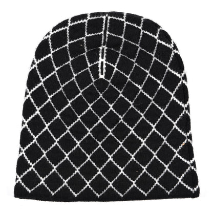 Chanel Cashmere Quilted Logo Beanie Hat Black White 2 of 5