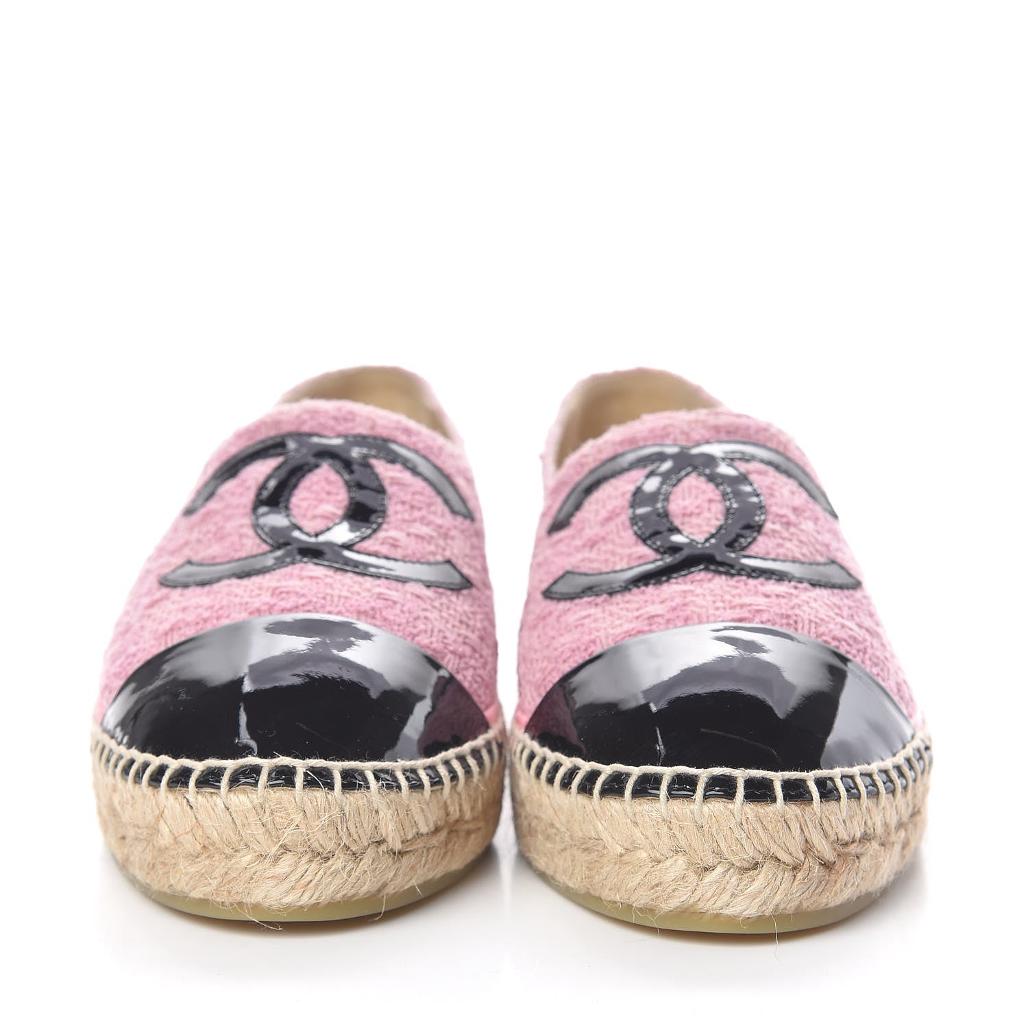 Chanel Tweed Patent CC Espadrilles 41 Pink Black 2 of 11