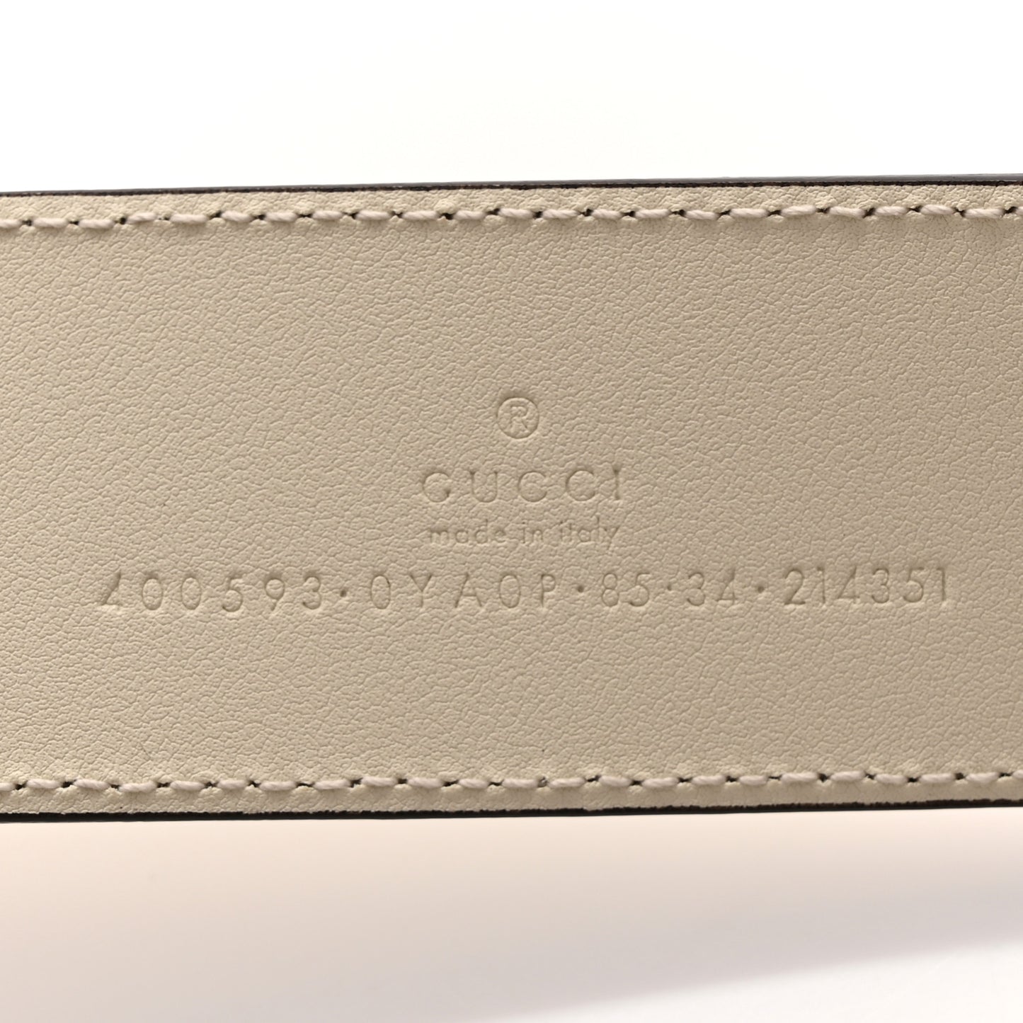 Plutone Calfskin Palladium Double G 40mm Belt 85 34 Mystic White