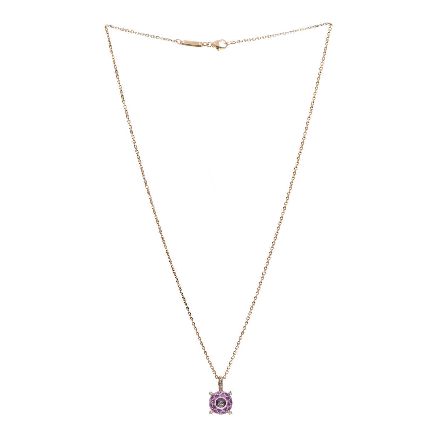 18K Yellow Gold Diamond Pink Sapphire So Happy Necklace