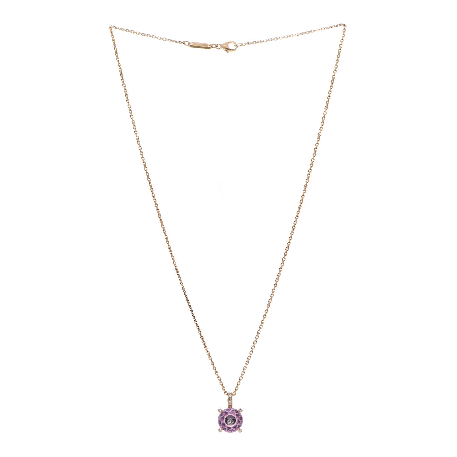 Chopard 18K Yellow Gold Diamond Pink Sapphire So Happy Necklace 3 of 7