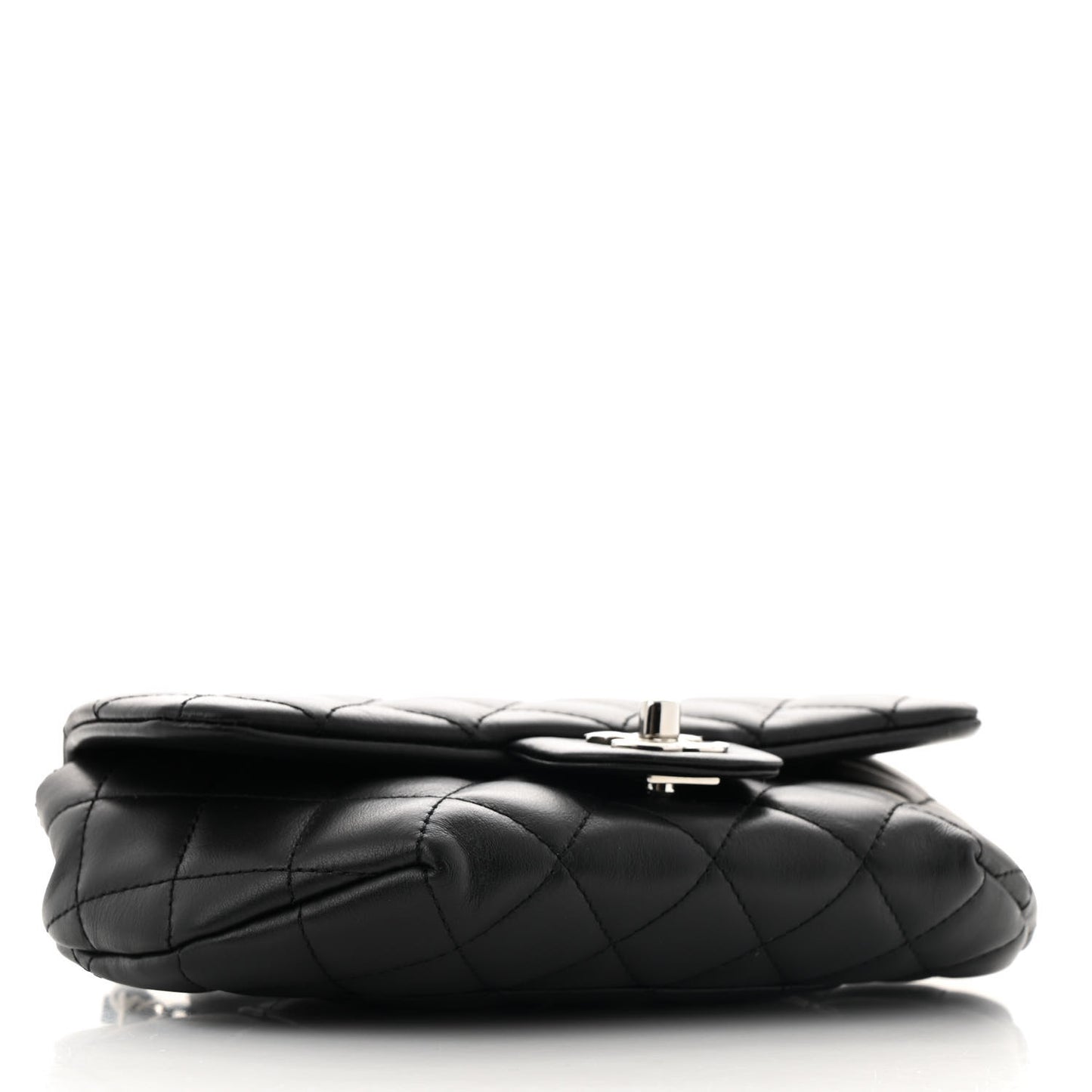 Calfskin Quilted CC Uniform Flap Belt Bag Black