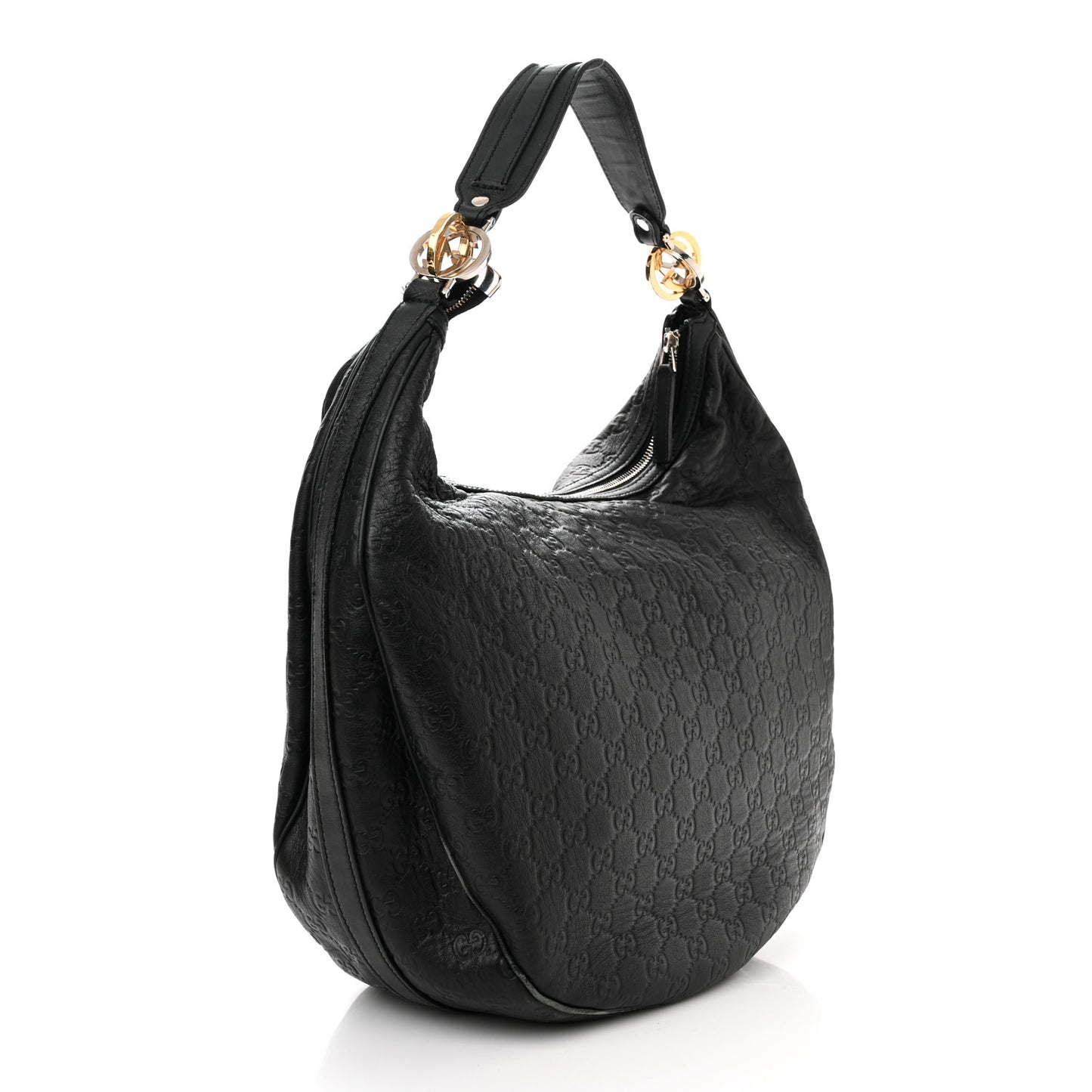 Guccissima Large GG Twins Hobo Black
