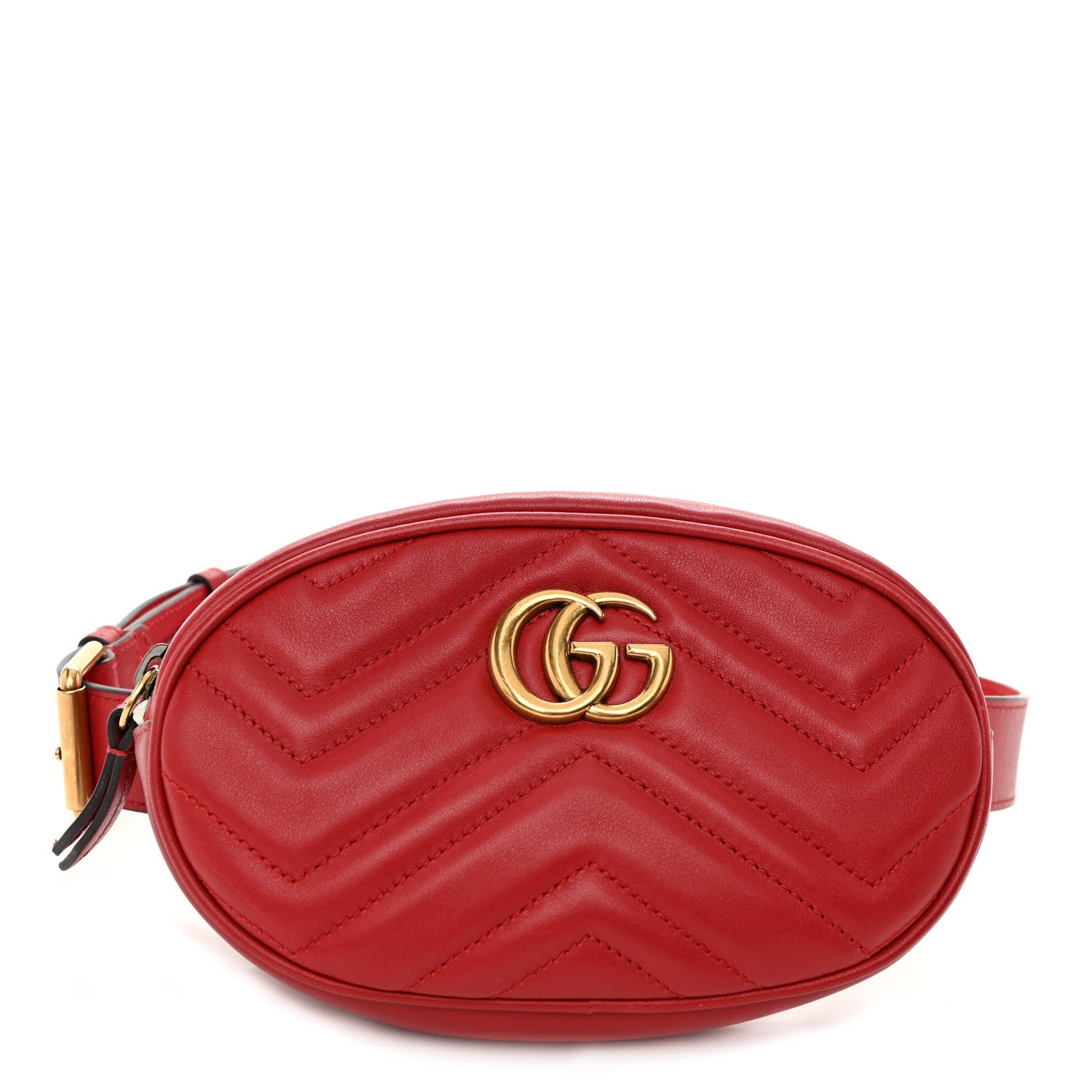 Gucci Calfskin Matelasse GG Marmont Belt Bag 95 38 Hibiscus Red 1 of 12