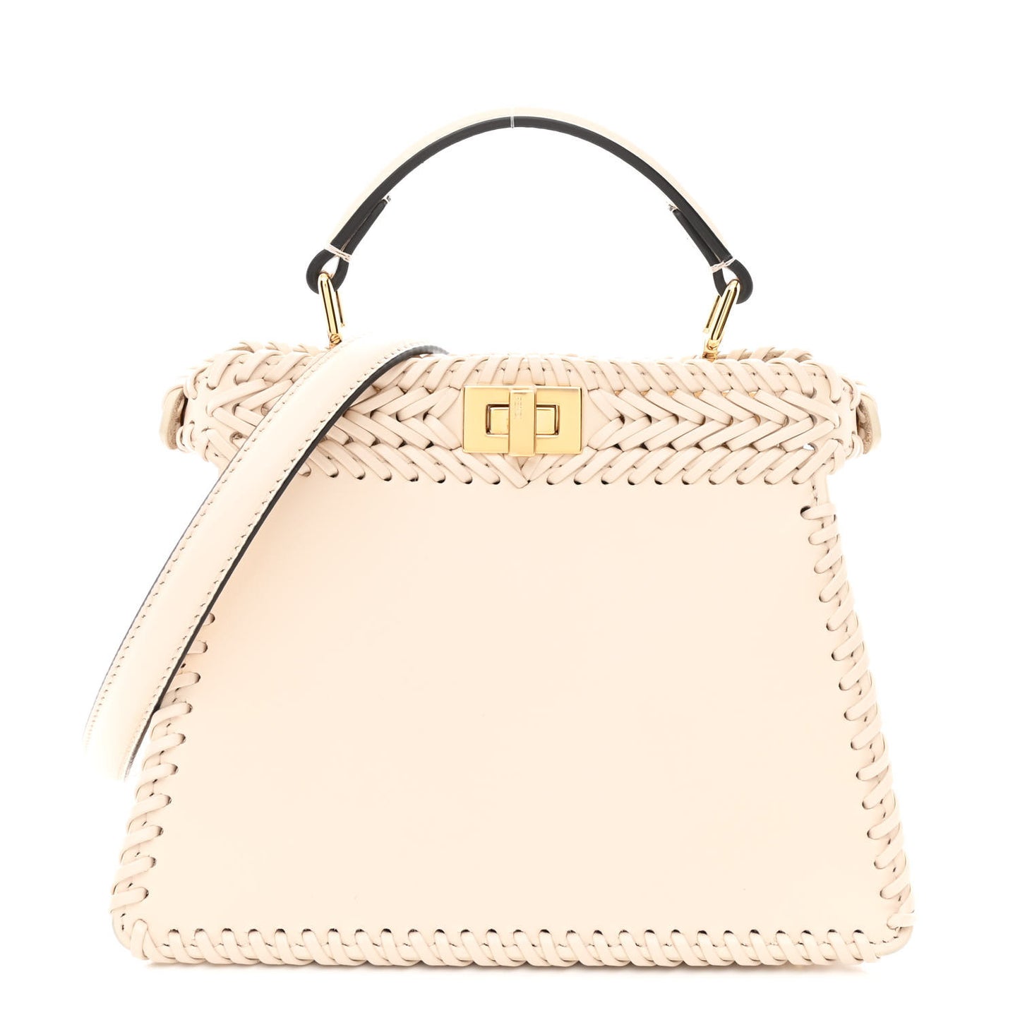 Vitello King Shiny Nappa Intreccio Petite Peekaboo I SEE U Satchel Camelia