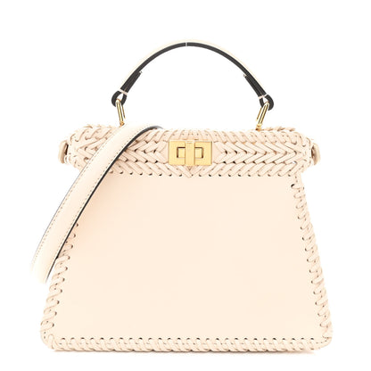 Fendi Vitello King Shiny Nappa Intreccio Petite Peekaboo I SEE U Satchel Camelia 1 of 13