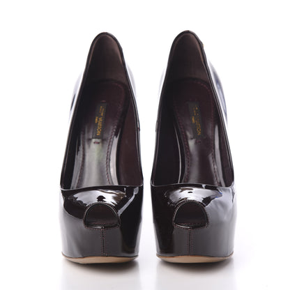 Louis Vuitton Patent Calfskin Oh Really Peep Toe Pumps 35 Amarante 2 of 9