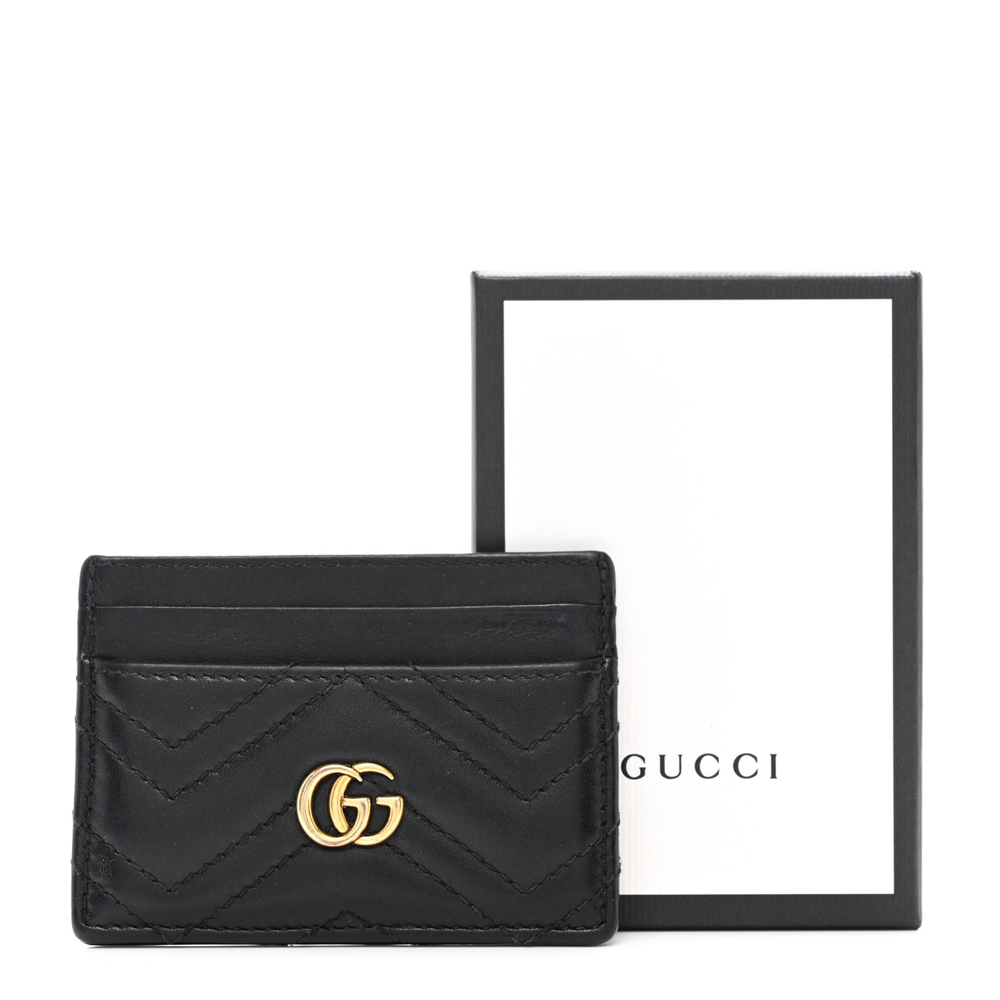 Calfskin Matelasse GG Marmont Card Holder Black