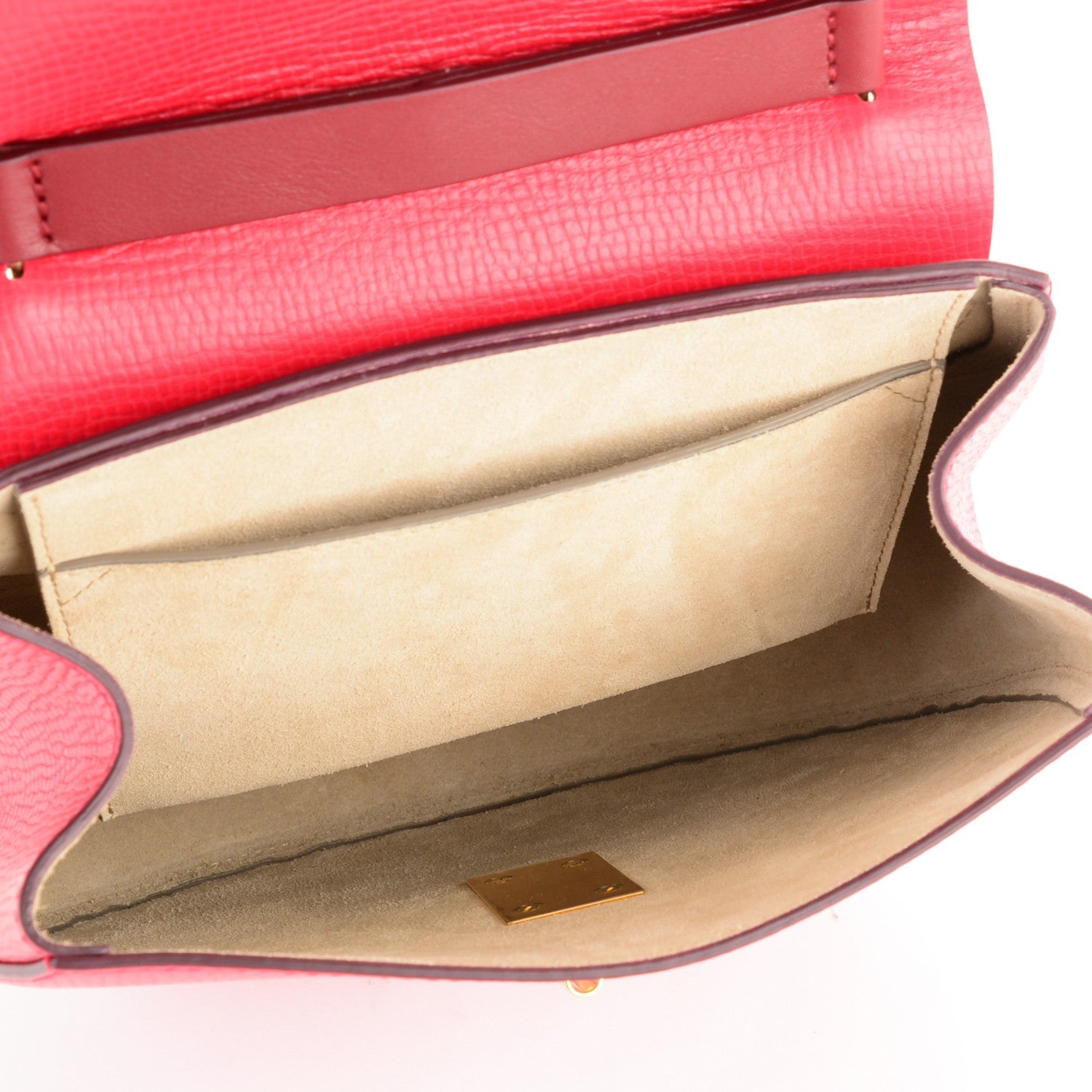 Chloe Grained Calfskin Lambskin Drew Shoulder Bag Tulip Red 5 of 7