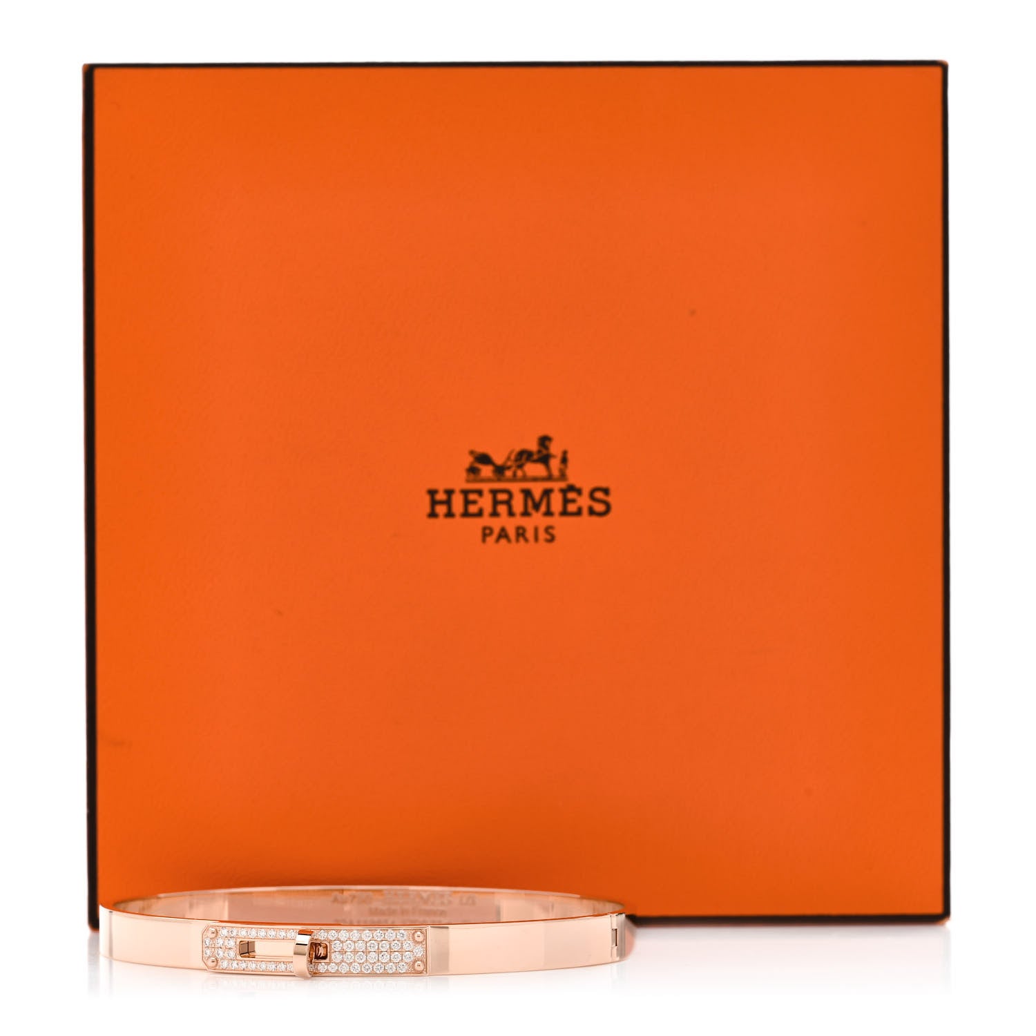 Hermes 18K Rose Gold Diamond PM Kelly Pave Bracelet LG 4 of 4