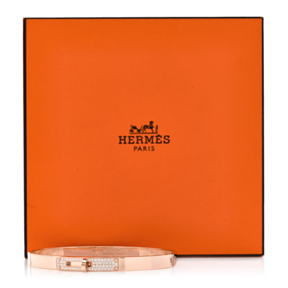 Hermes 18K Rose Gold Diamond PM Kelly Pave Bracelet LG 4 of 4