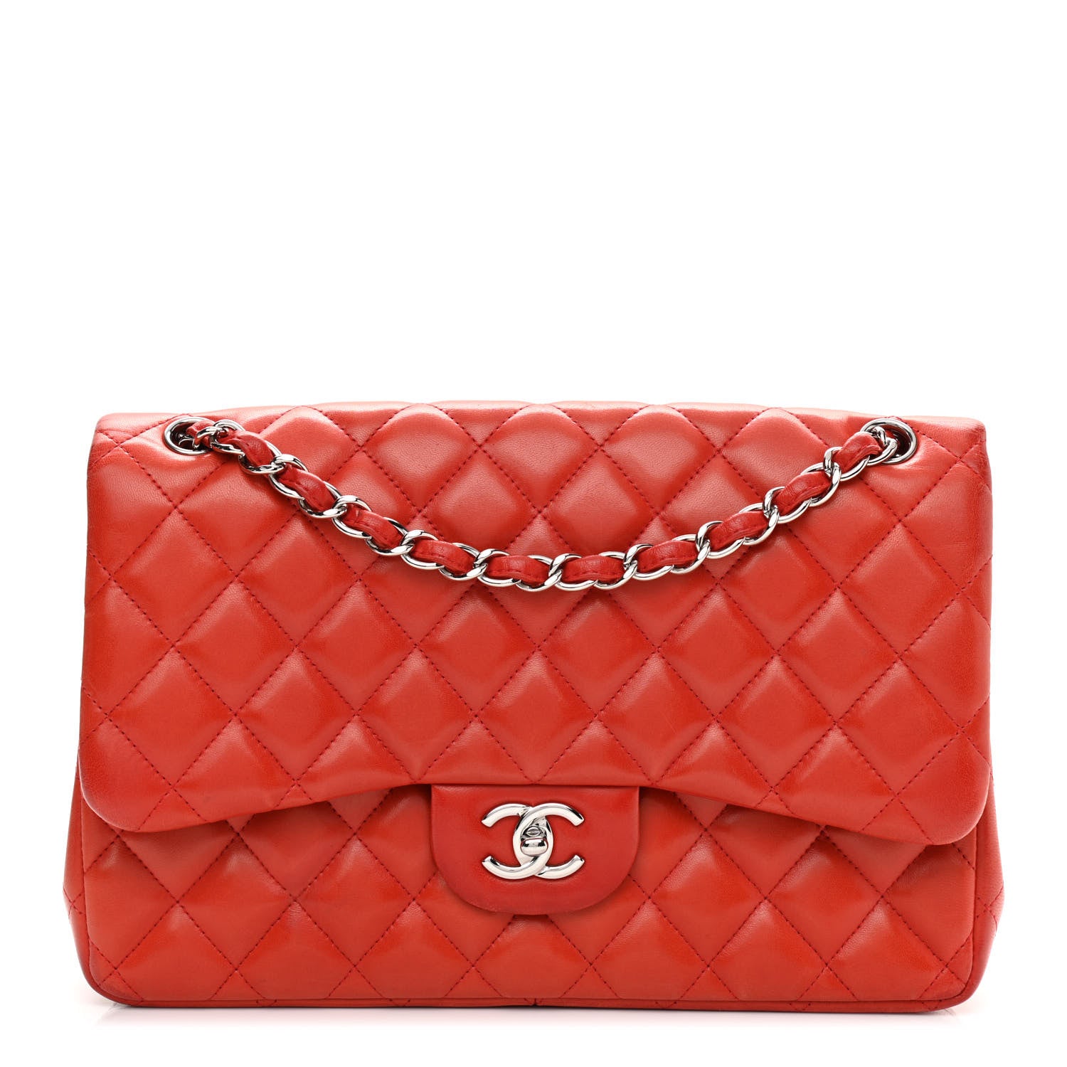 Chanel Lambskin Quilted Jumbo Double Flap Orange 1 of 12
