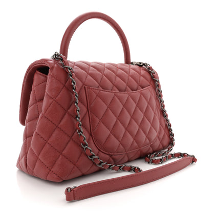 Chanel Caviar Quilted Small Coco Handle Flap Red 3 of 10