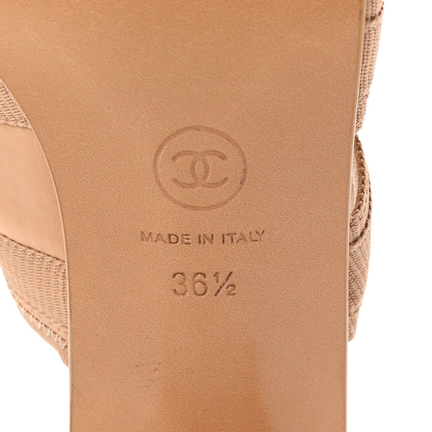 Chanel Fabric Metal CC Logo Mules 36.5 Beige 7 of 9
