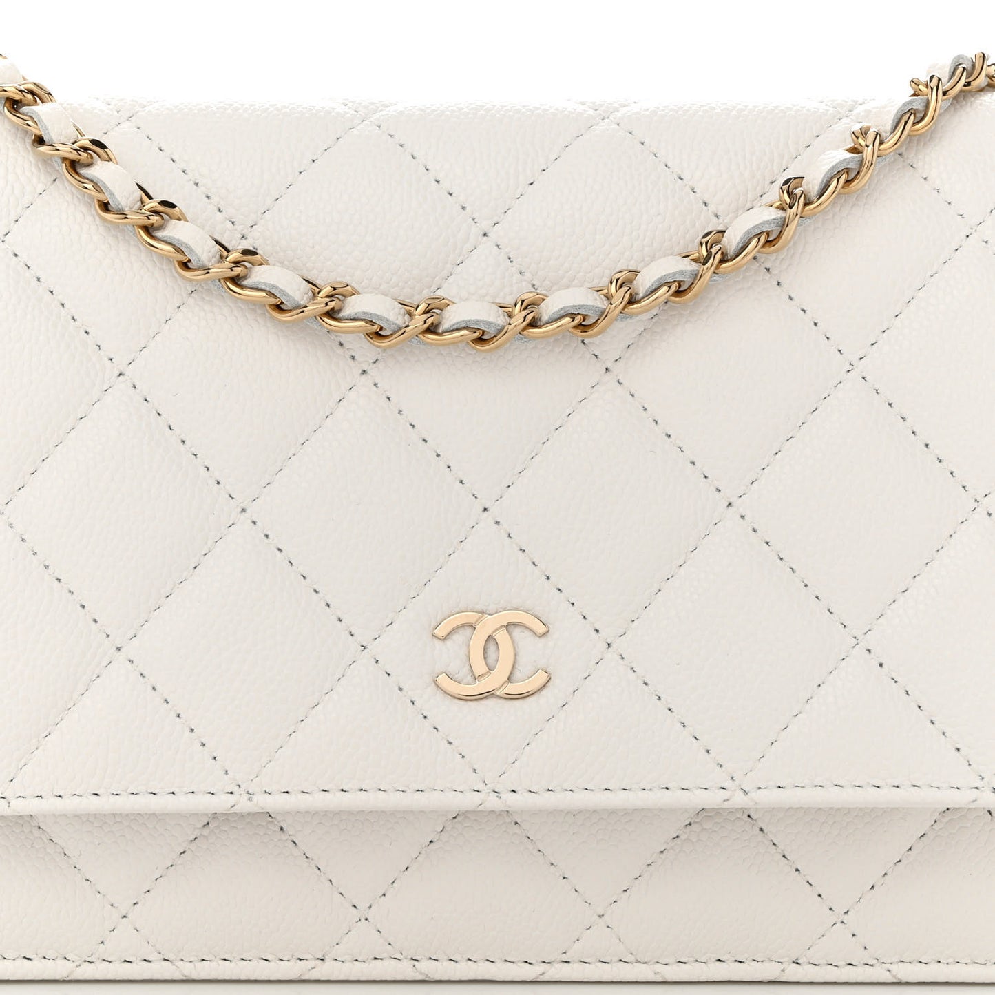 Caviar Quilted Wallet On Chain WOC White