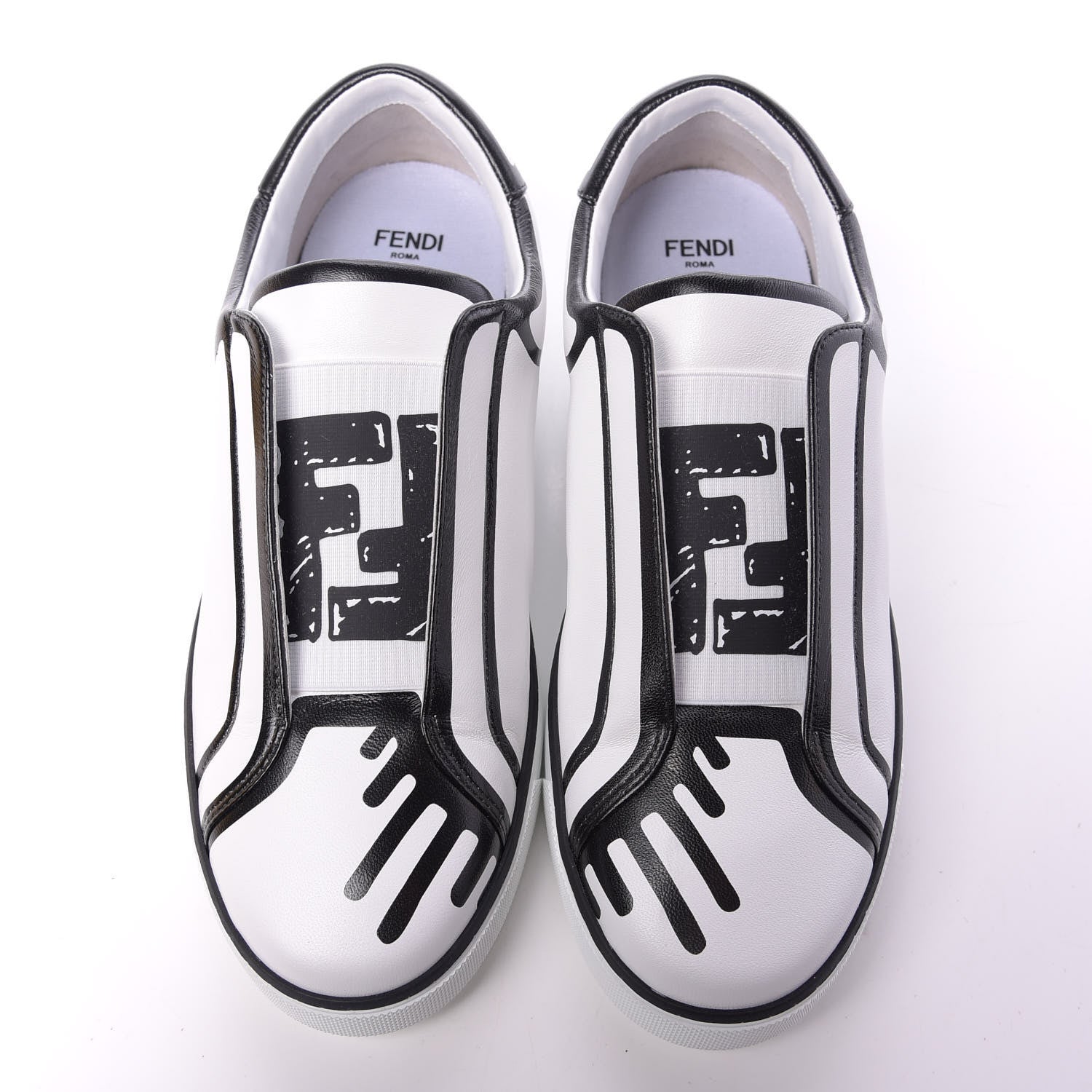 Fendi X JOSHUA VIDES Nappa Rockoclick Slip On Sneakers 37.5 Snow White Black 5 of 10