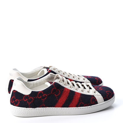 Gucci Covered Wool Big GG Monogram Mens Sneakers 8.5 Blue Red Mystic White 4 of 11
