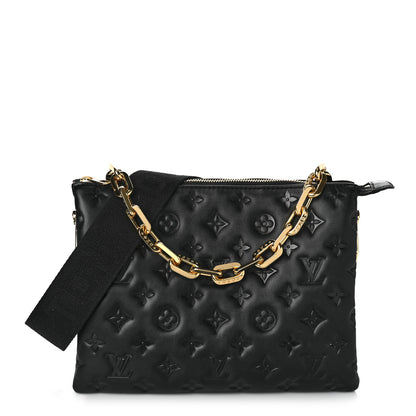 Louis Vuitton Lambskin Embossed Monogram Coussin PM Black 1 of 9