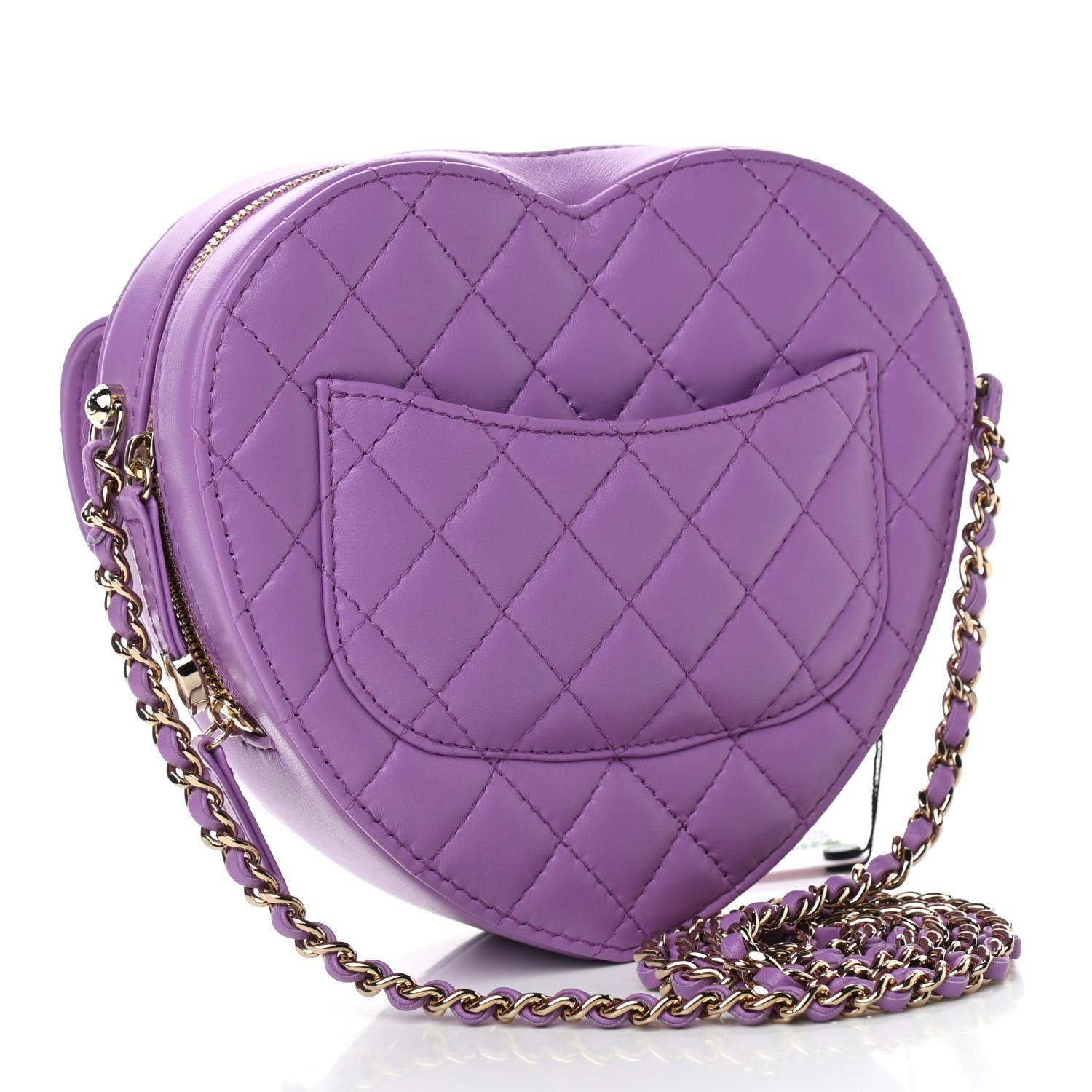 Chanel Lambskin Quilted CC In Love Heart Bag Purple 3 of 11