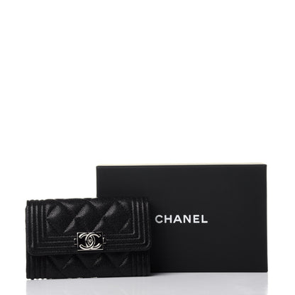 Chanel Caviar Quilted Boy Flap Card Holder Black 12 of 12