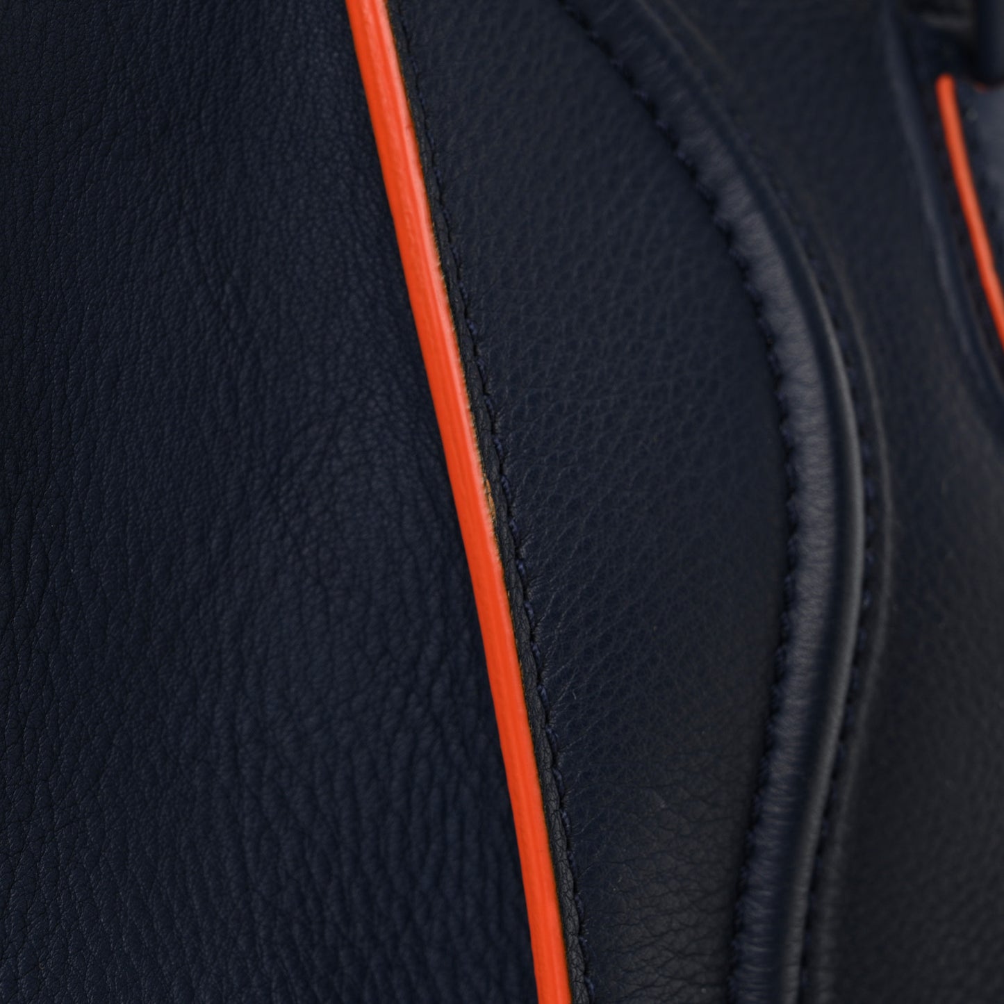 Supple Calfskin Large Phantom Luggage Navy Blue Orange