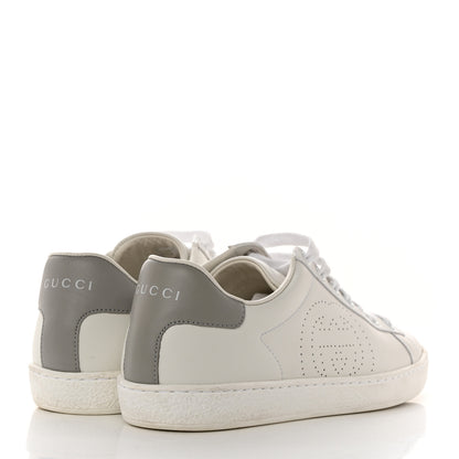 Gucci Calfskin Interlocking G Perforated Womens Ace Sneakers 37.5 White Grey Sky 4 of 9