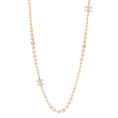Chanel Graduated Pearl CC Long Necklace Light Gold 1 of 5