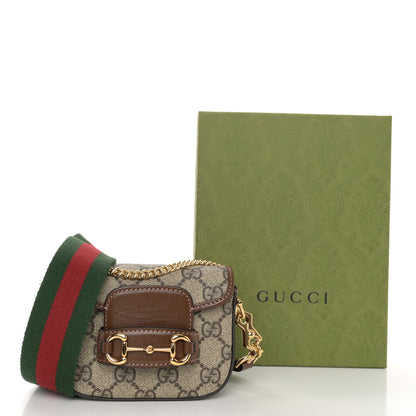 Gucci GG Supreme Monogram Azalea Calfskin Web Horsebit 1955 Wallet On Strap Beige Ebony Brown Sugar 11 of 11