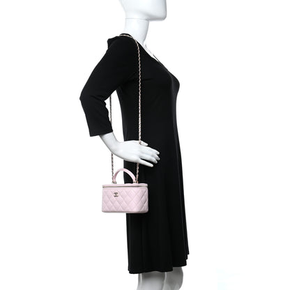 Chanel Lambskin Quilted Small Top Handle Vanity Case With Chain Light Pink 2 of 9