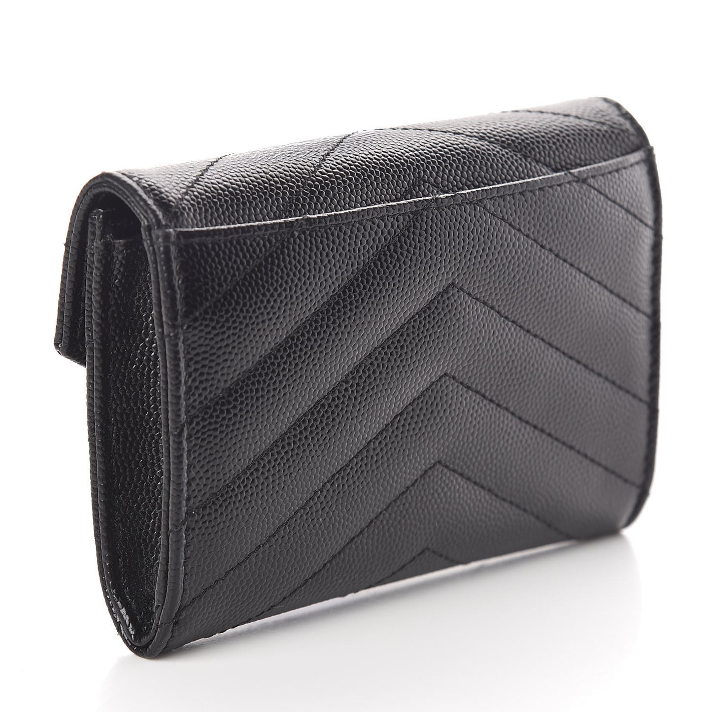 Grain De Poudre Matelasse Chevron Small Monogram Envelope Wallet Black