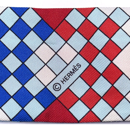 Hermes Silk Colliers de Chiens Remix Twilly Marine Rouge White 3 of 4