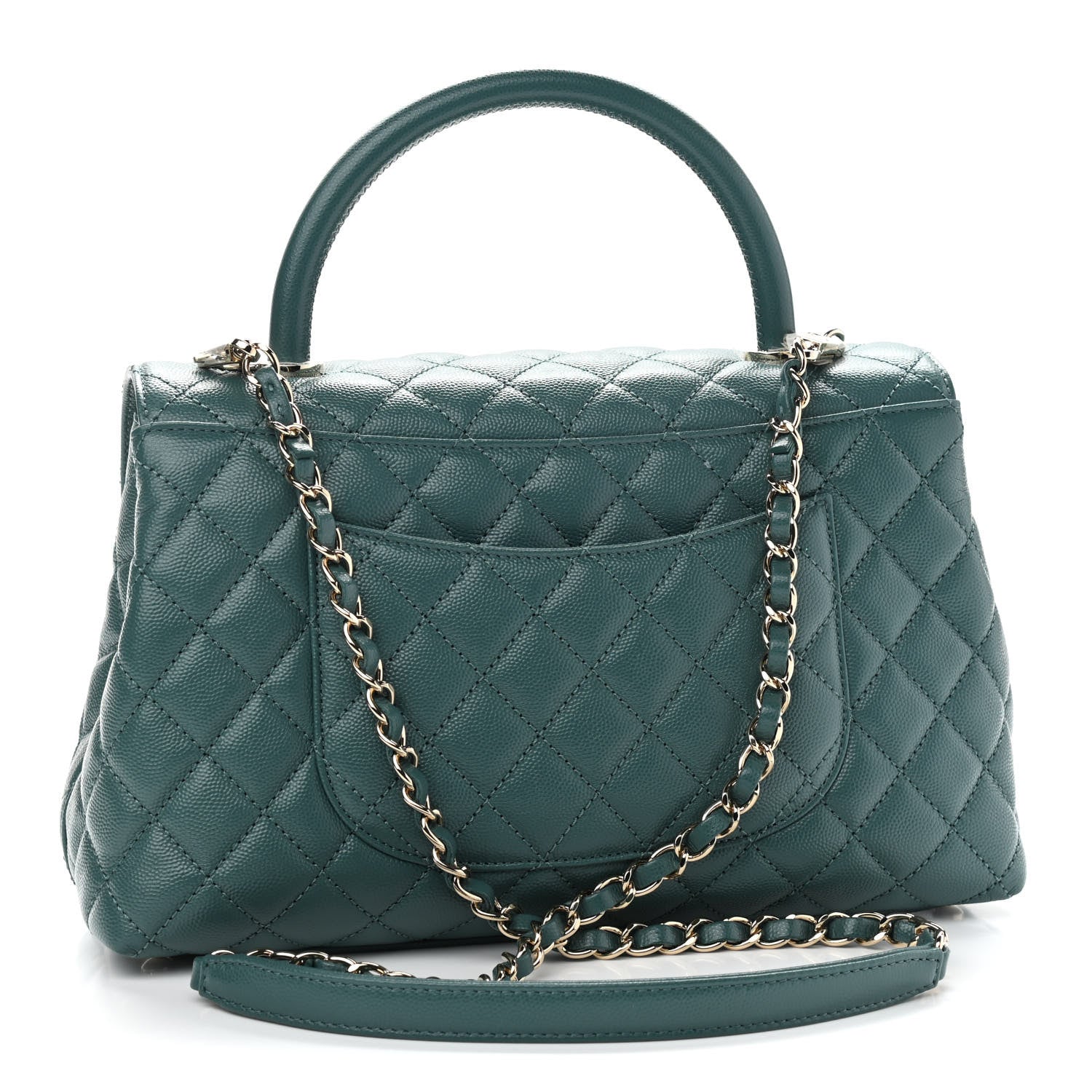 Chanel Caviar Quilted Small Coco Handle Flap Green 2 of 8