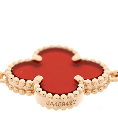 Van Cleef & Arpels 18K Yellow Gold Carnelian 5 Motifs Vintage Alhambra Bracelet 4 of 5