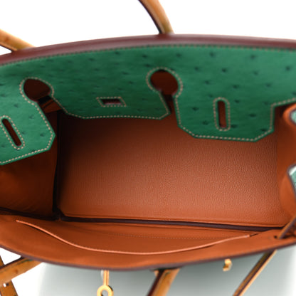 Hermes Ostrich Horseshoe Birkin 30 Vert Vertigo Safran 5 of 10