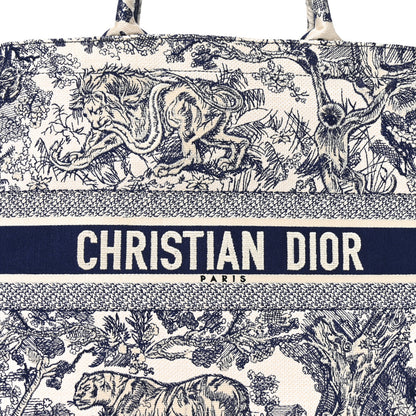 Christian Dior Canvas Embroidered Large Dioriviera Toile De Jouy Book Tote Blue 7 of 9