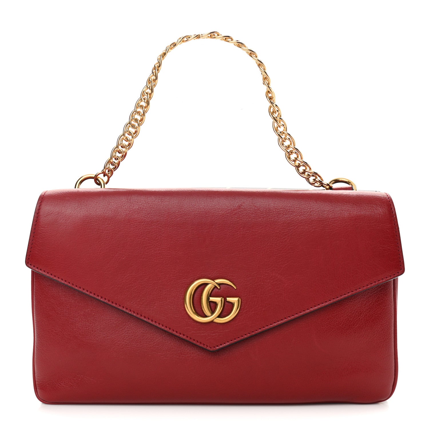 Gucci Calfskin Diagonal GG Medium Thiara Double Envelope Shoulder Bag Black Red 1 of 11