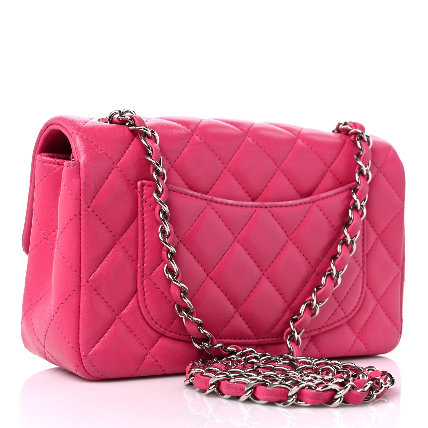 Lambskin Quilted Mini Rectangular Flap Fuchsia