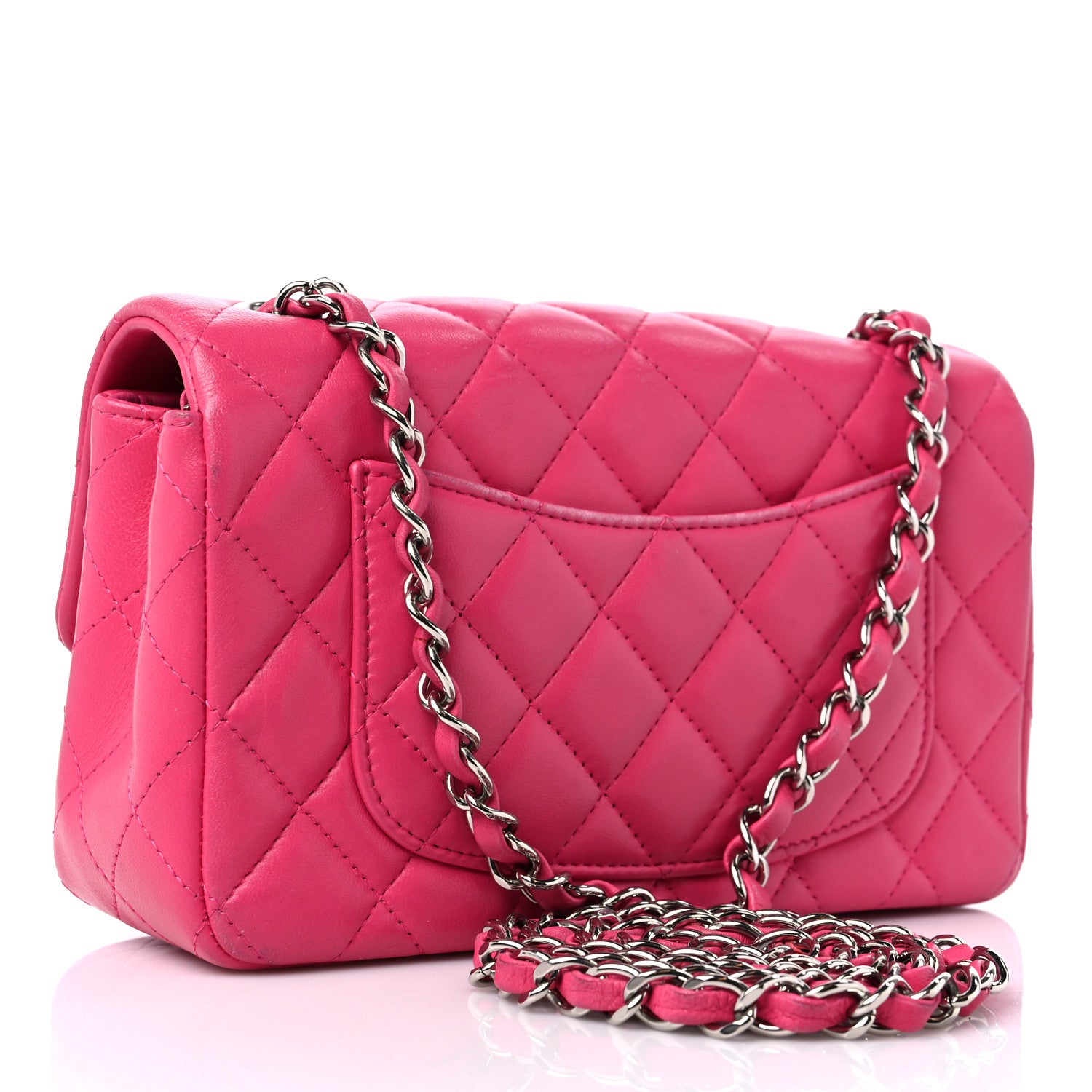 Chanel Lambskin Quilted Mini Rectangular Flap Fuchsia 3 of 14