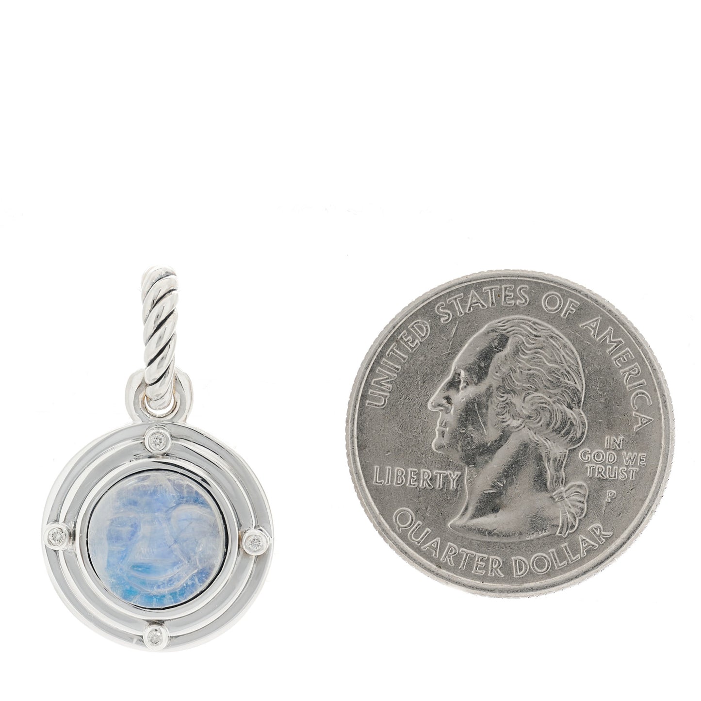 Sterling Silver Diamond Moonstone Amulet Enhancer Pendant