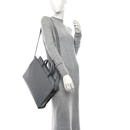 Bottega Veneta Shiny Calfskin Intrecciato Frame Briefcase Concrete 2 of 14