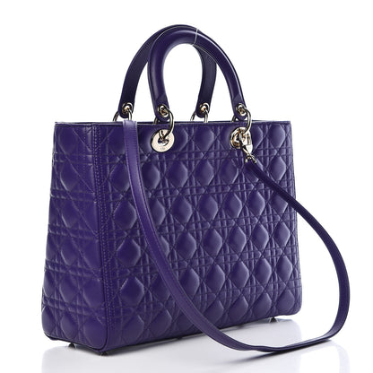 Christian Dior Lambskin Cannage Large Lady Dior Purple 3 of 12