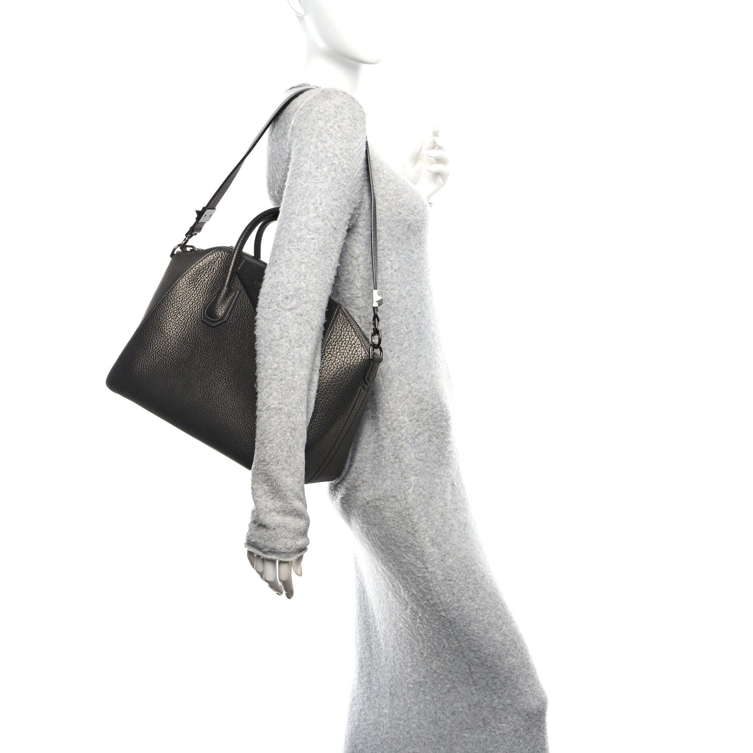 Givenchy Metallic Sugar Goatskin Medium Antigona Gunmetal 2 of 10