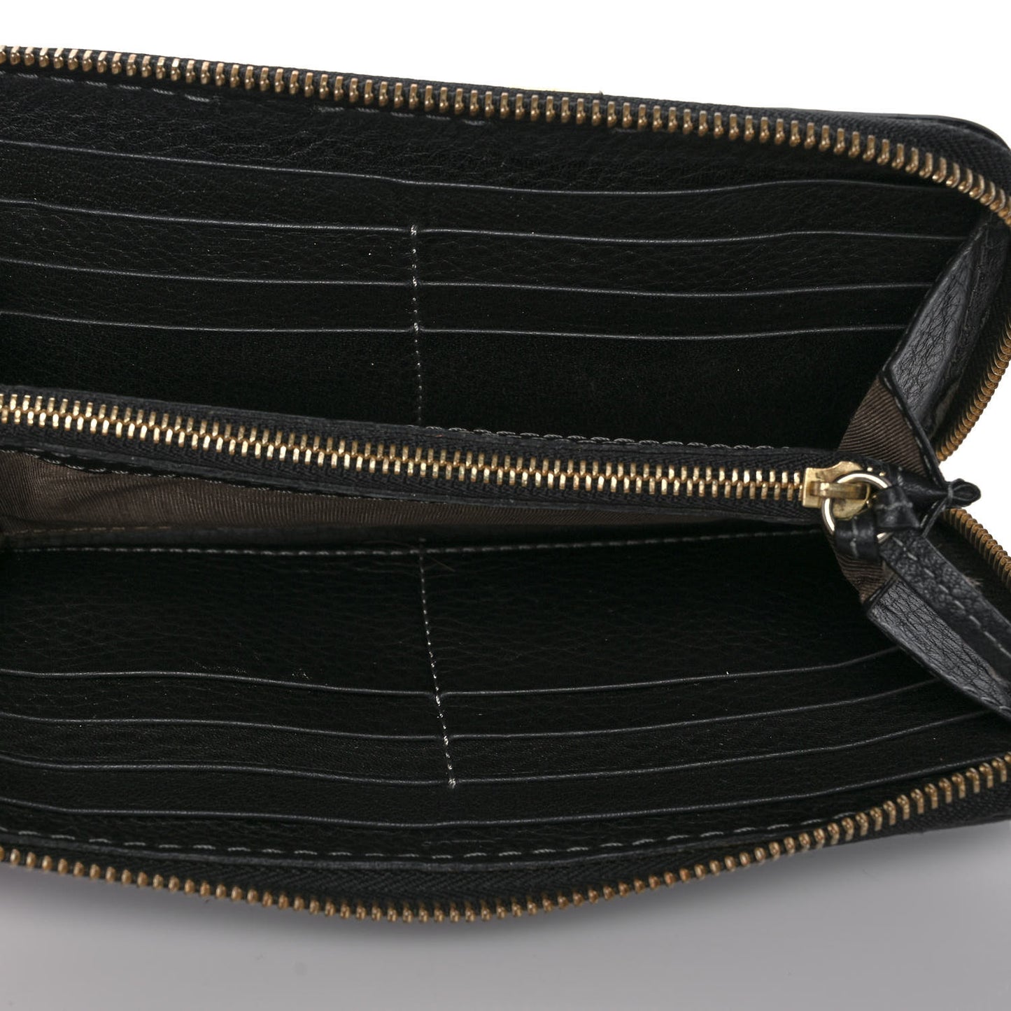 Grained Calfskin Marcie Long Zip Around Wallet Black