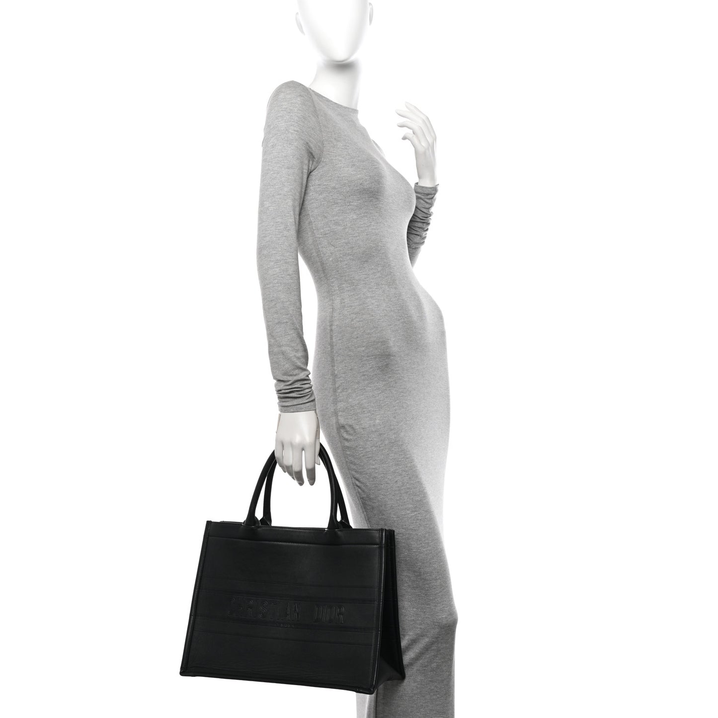 Calfskin Embossed Medium Book Tote Black